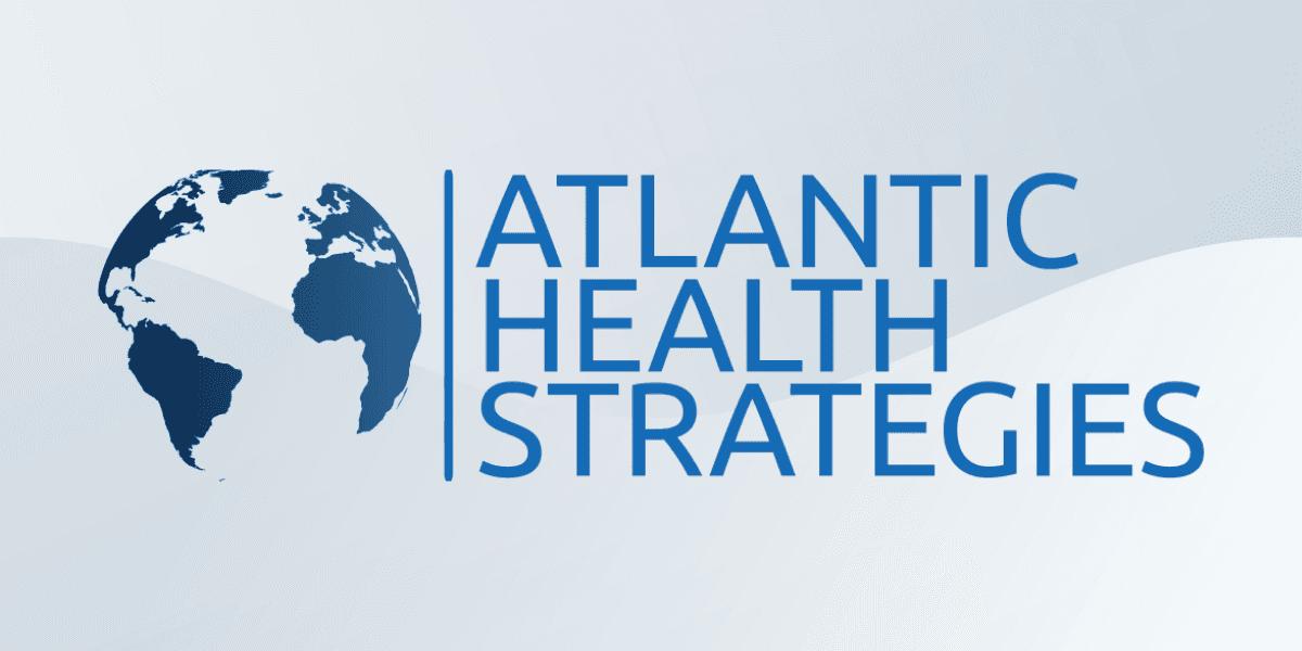 Logo of Atlantic Health Strategies featuring a globe and modern typography
