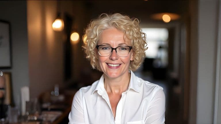 Nancy Parsons, a woman in glasses and a white shirt, symbolizes empowerment and recovery from narcissistic abuse.