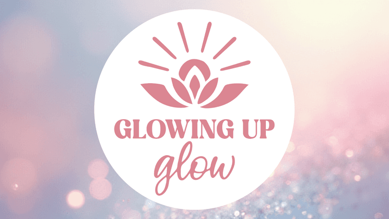 Glowing Up Glow logo featuring a lotus flower symbolizing natural wellness, empowering women with toxin-free, holistic health supplements.