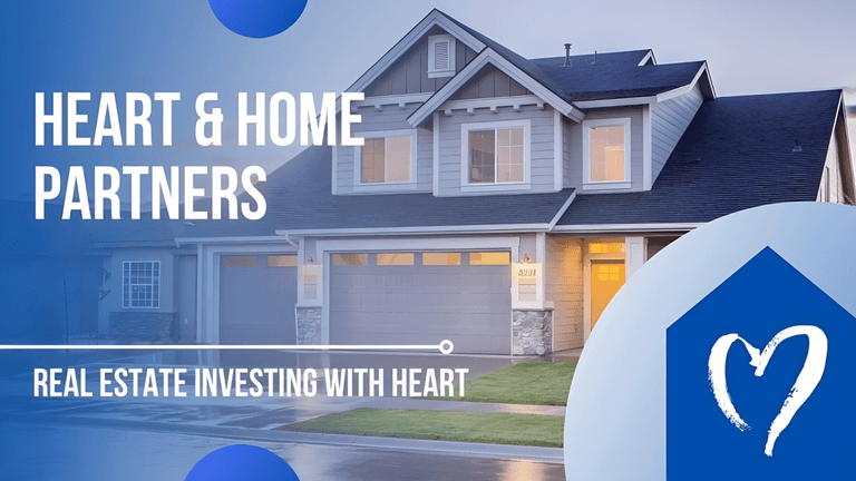 "Heart & Home Partners logo representing real estate investment, emphasizing faith-based values, home transformation, and community service."