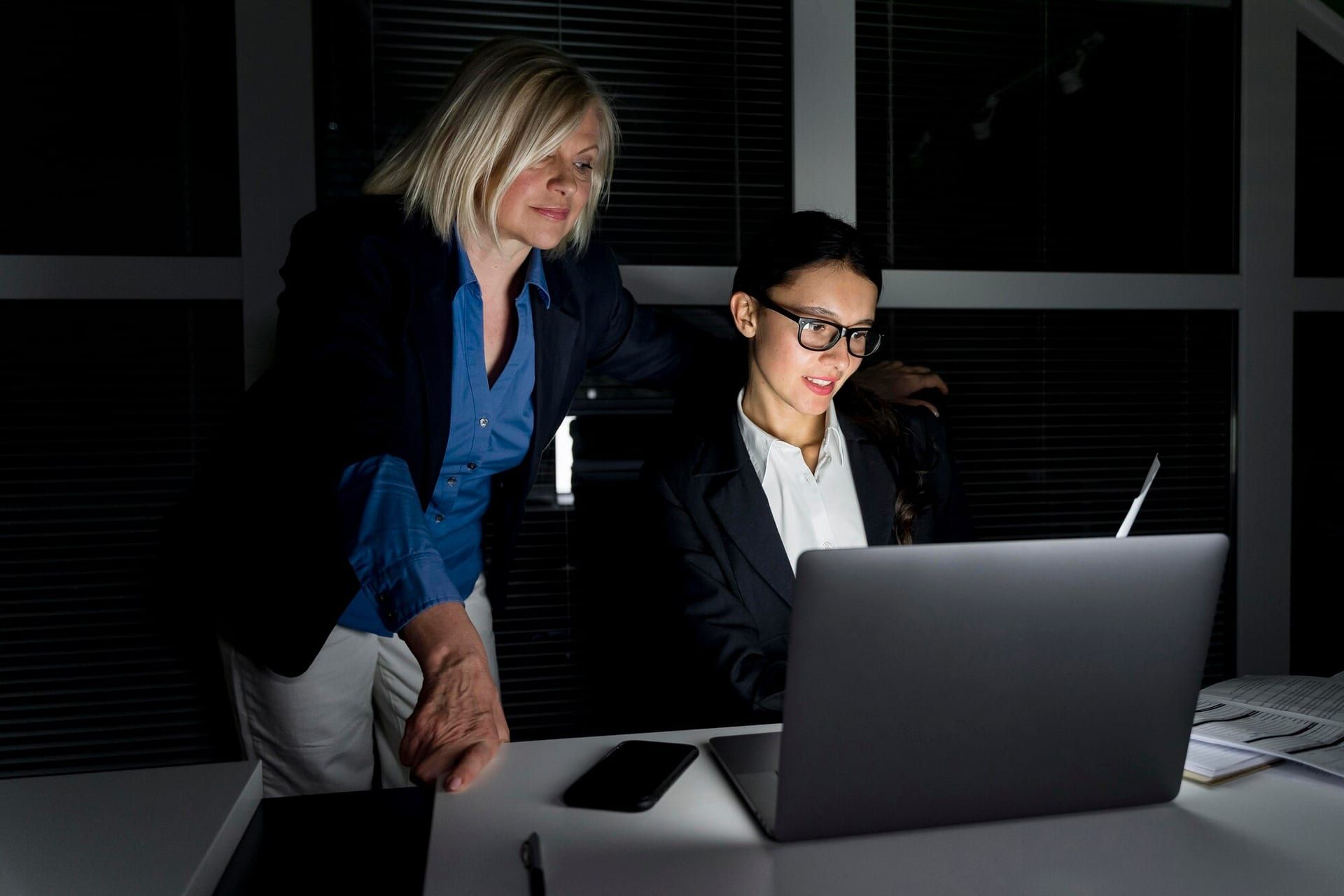 Business Teammates Working Late 23 2148991314