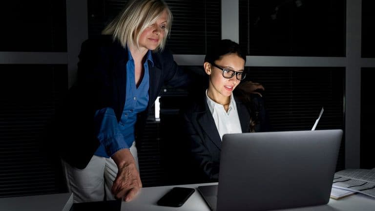 Business Teammates Working Late 23 2148991314