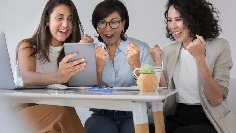 Business Women Looking Something Funny Tablet 23 2148416427