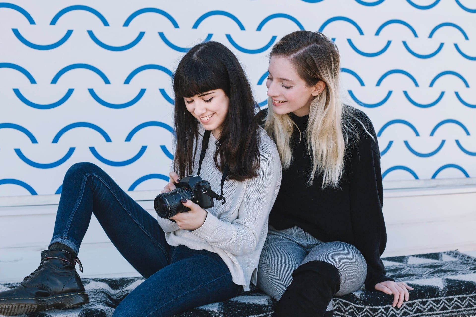 Charming Girlfriends Watching Photo Camera 23 2147762489