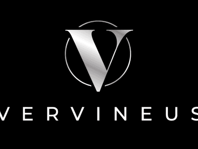 Silver logo featuring a stylized "V" and the name "VERVINEUS" in bold letters