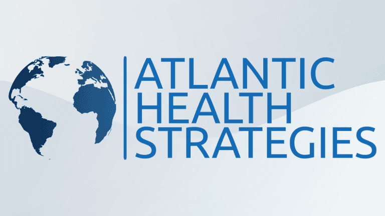 Logo of Atlantic Health Strategies featuring a globe and modern typography