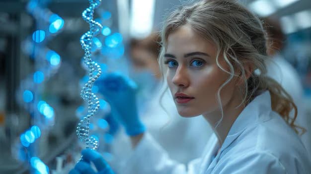 Doctor Touching Dna Structure Strain Helix Genetics Medical Science Human Dna Molecule Chain 326694 263037