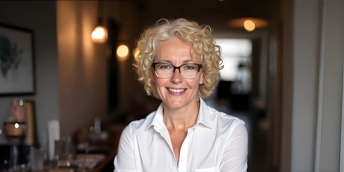 Nancy Parsons, a woman in glasses and a white shirt, symbolizes empowerment and recovery from narcissistic abuse.