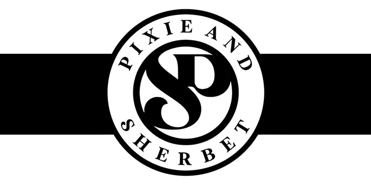 Logo of Pixie and Sherbet, an inclusive activewear brand founded by Alicia Cousins, blending sustainability, style, and empowerment.