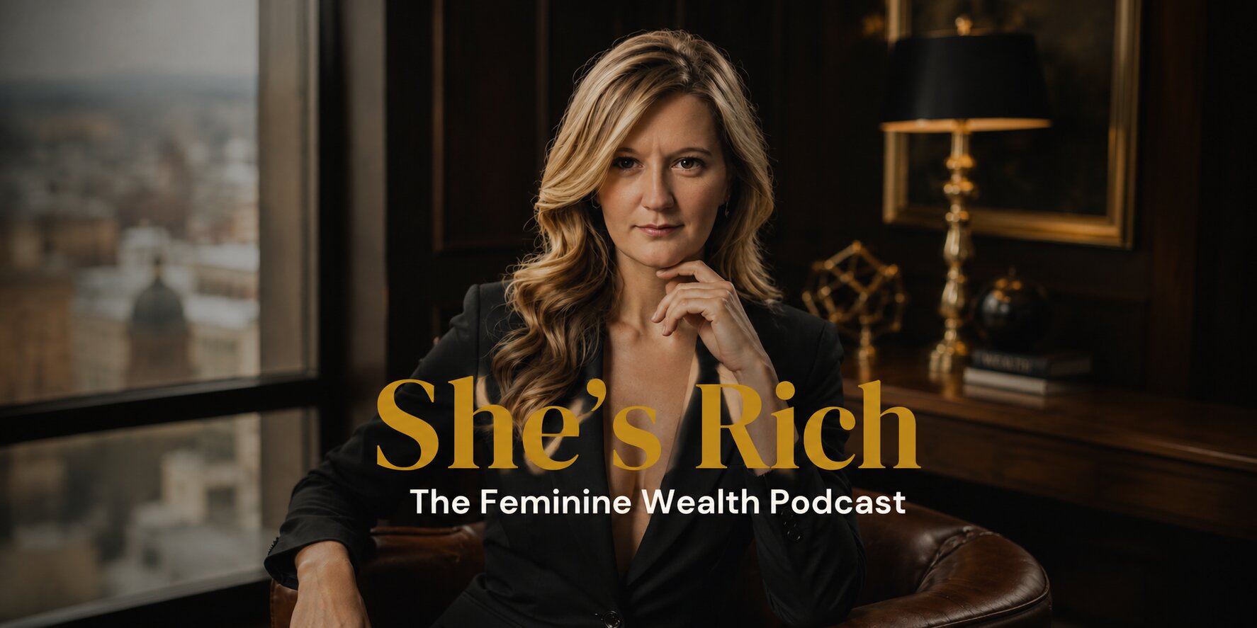 Promotional artwork for She's Rich: The Feminine Wealth Podcast featuring Jen Bro.