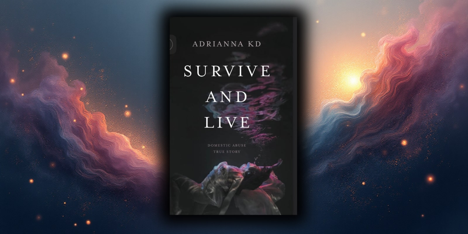 Cover of 'Survive and Live' by Adrianna KD, sharing a powerful journey of overcoming domestic abuse and empowerment.