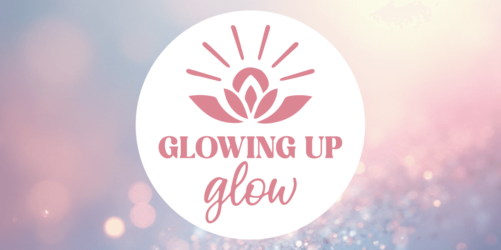 Glowing Up Glow logo featuring a lotus flower symbolizing natural wellness, empowering women with toxin-free, holistic health supplements.