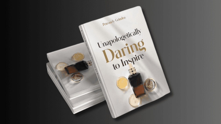 "Cover of Petronely Grindea’s memoir 'Unapologetically Daring to Inspire,' showcasing her journey of resilience, beauty, and women’s empowerment."