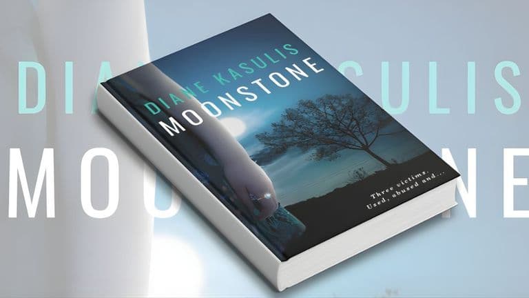 Cover of "Moonstone" by Diane Kasulis, featuring a dark, mysterious design that hints at suspense and emotional depth.