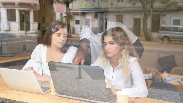 Multiethnic Designers Discussing Project Indoors Window 74855 10282