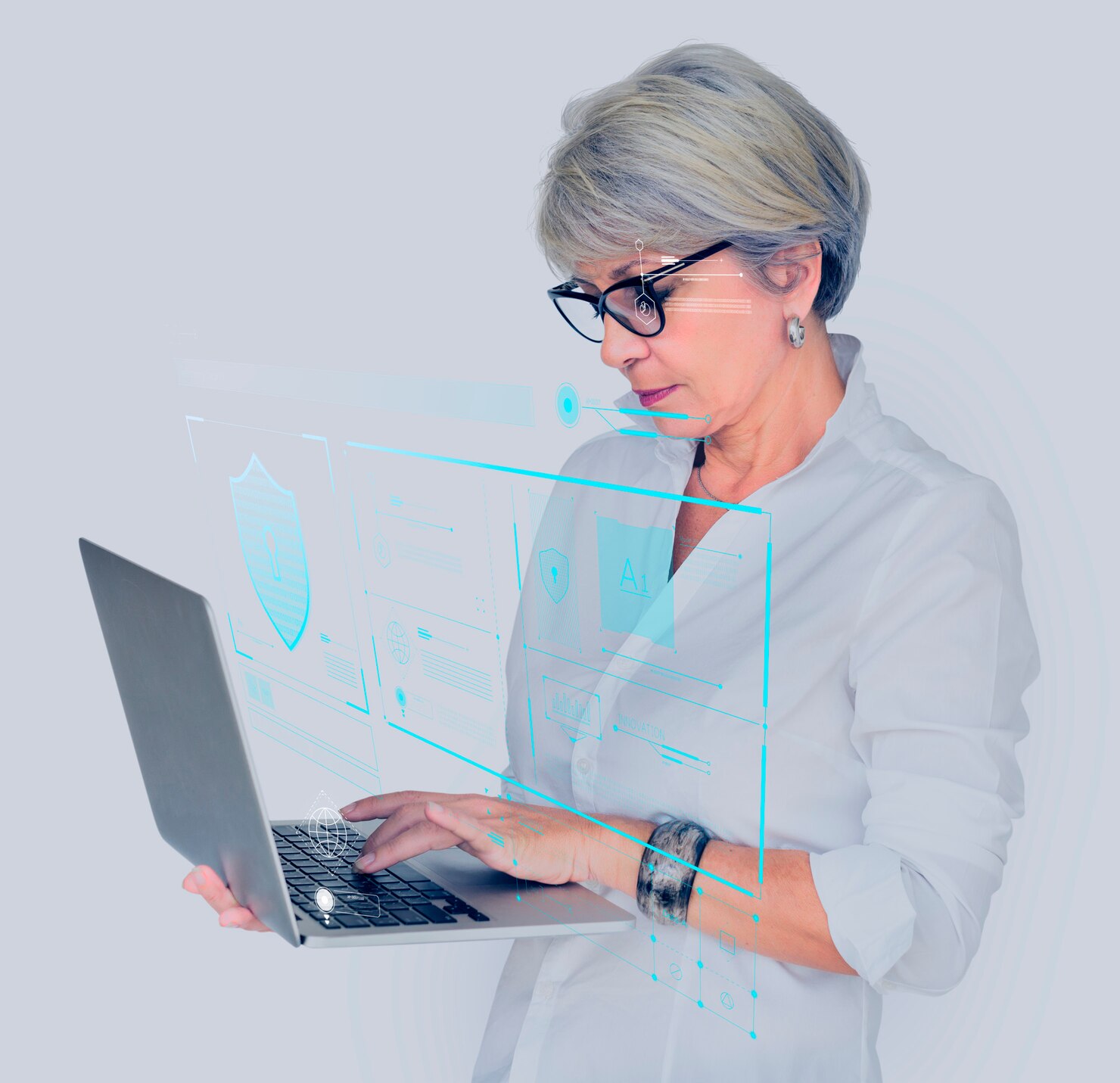 Senior Woman Unlocking Her Tablet 53876 90849