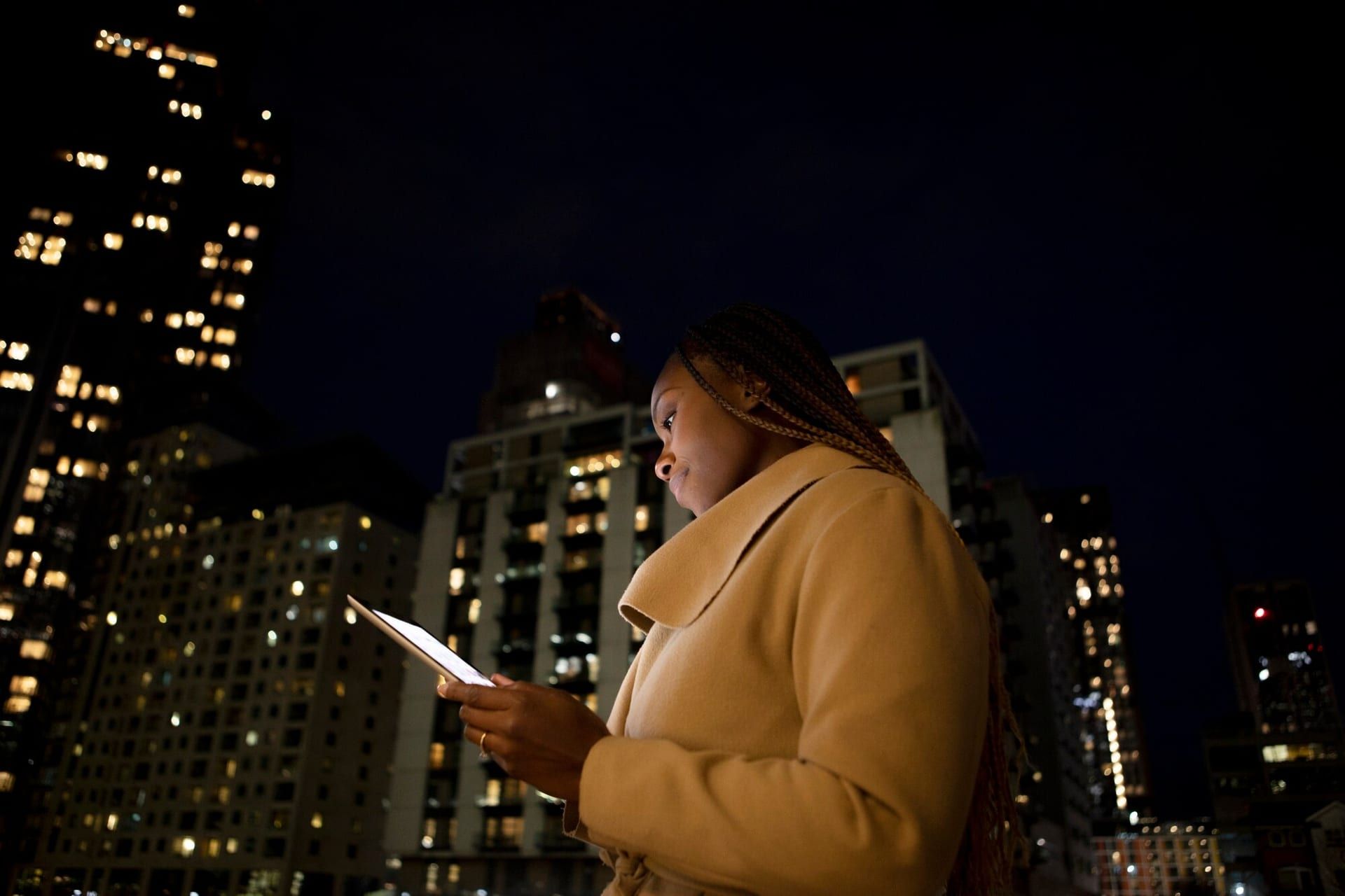 Woman Using Tablet Work Outdoors 23 2149318592
